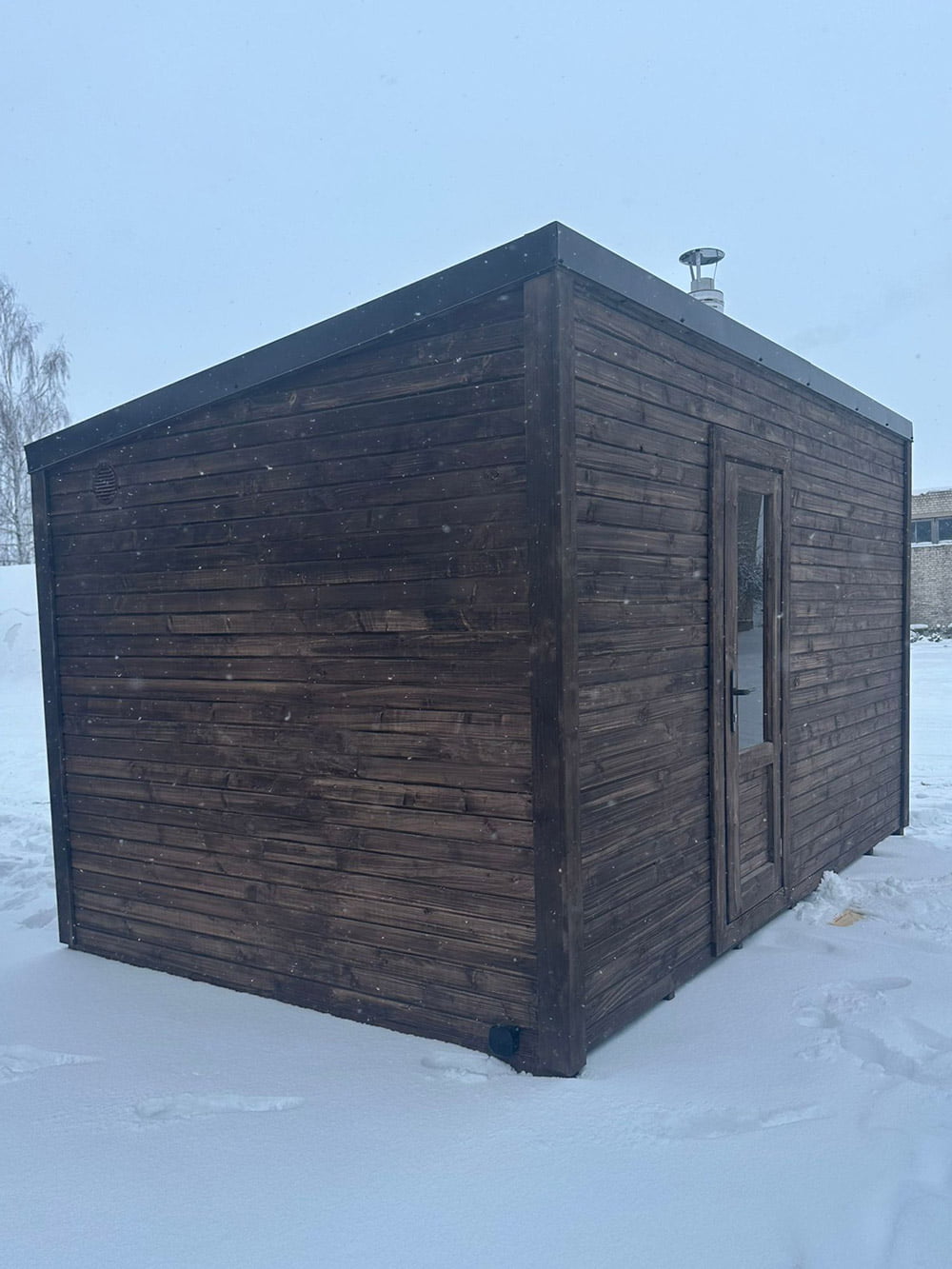 Thermo wood sauna room with an anteroom and shower, 4x2.5m, LWDcnc
