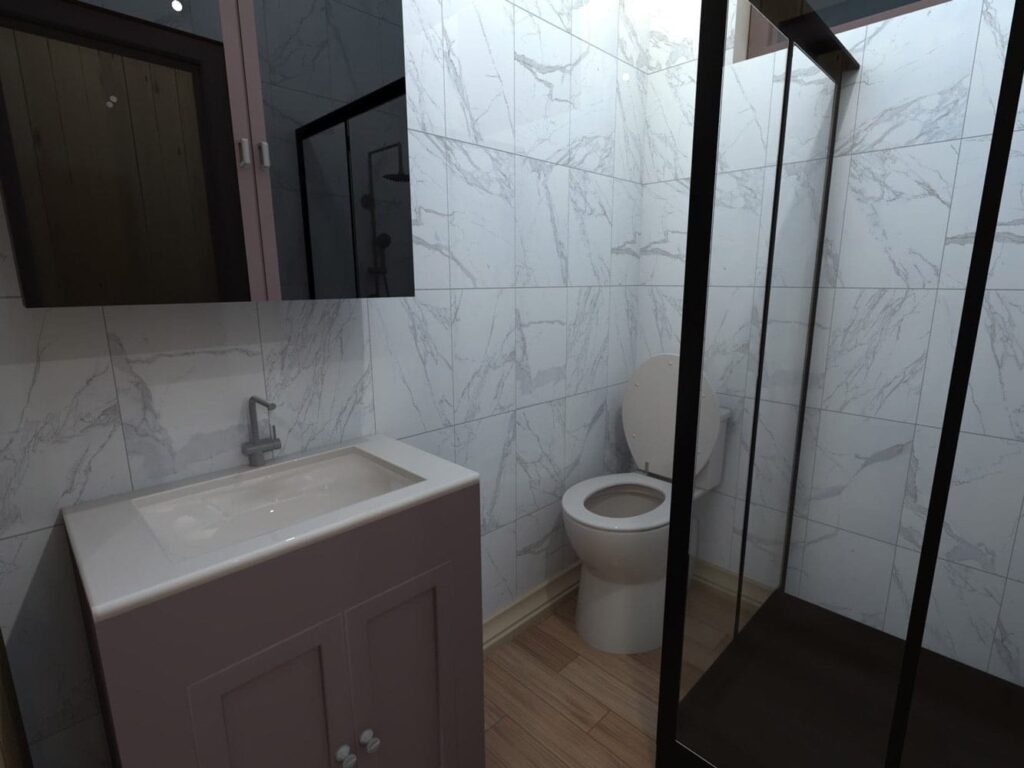 3D visualizations of wooden modular house (40m²), LWDcnc