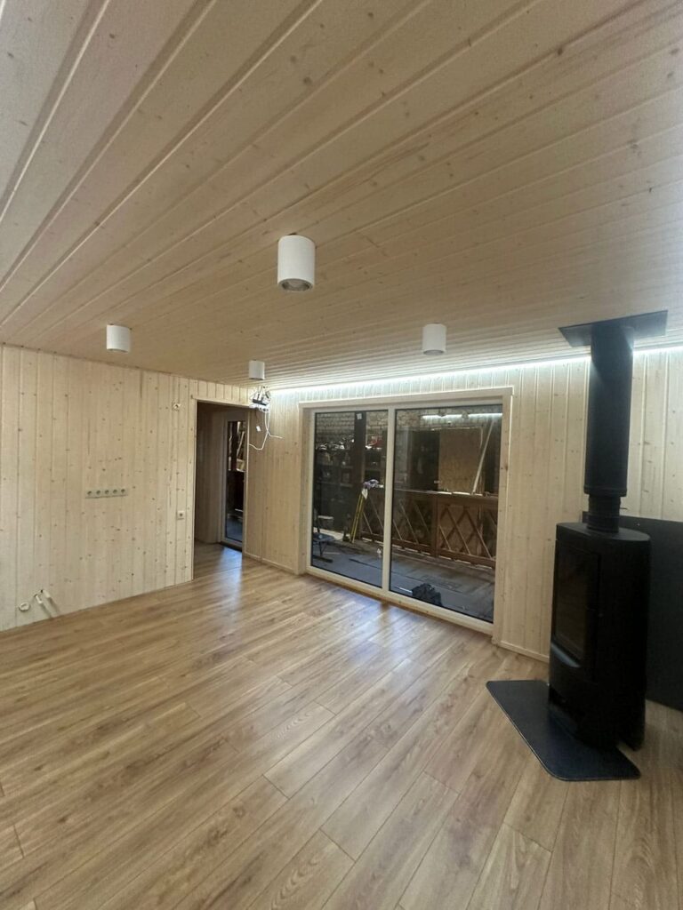 Wooden modular house (40m²) - fireplace, LWDcnc