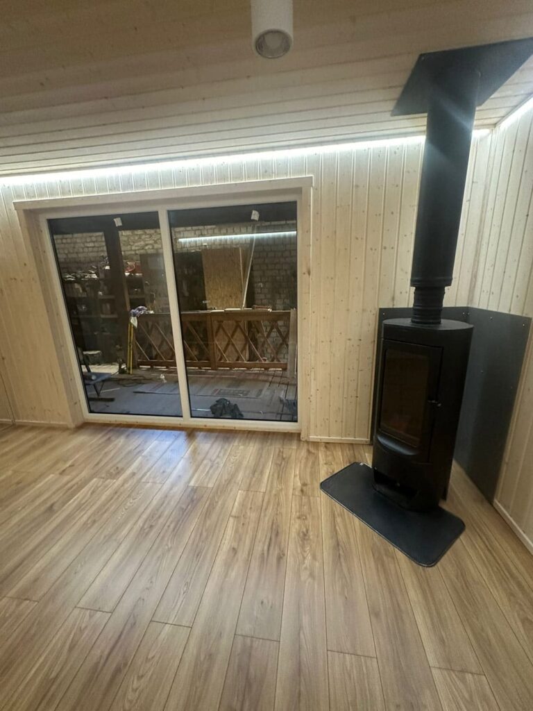Wooden modular house (40m²) - fireplace, LWDcnc