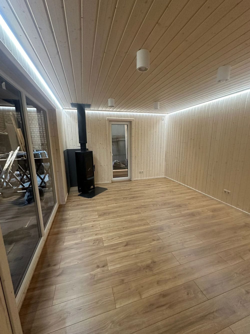 Wooden modular house (40m²) - living room, LWDcnc