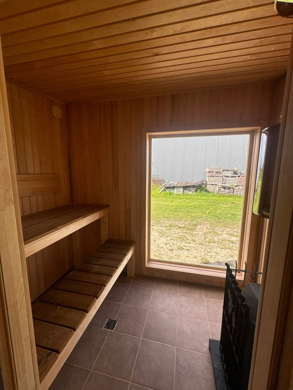 Insulated sauna house with shower (6x3m), sauna room, LWDcnc