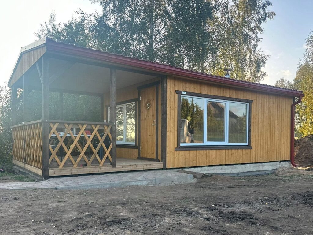 Insulated frame sauna with terrace, 9x4m, LWDcnc