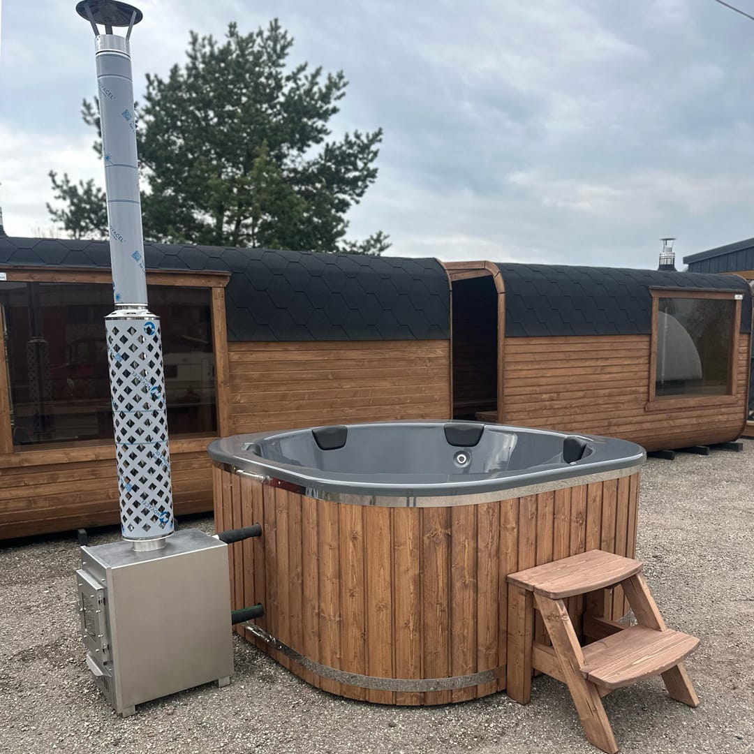 Round hot tub MARE with external stove - Image 3