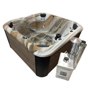 Acrylic hot tub with external stove, LWDcnc